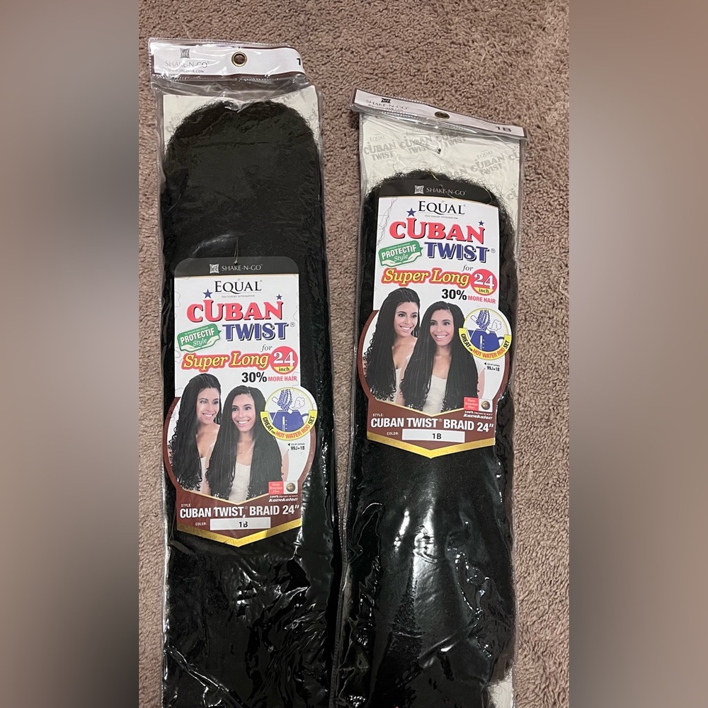Shake n Go. Cuban Twist Super Long 24” (2)and 16” (3) double strand. 5 packs